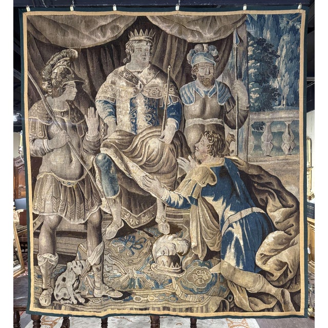 Textile Mid-18th Century French Aubusson Historical Tapestry of Alexander the Great For Sale - Image 7 of 15