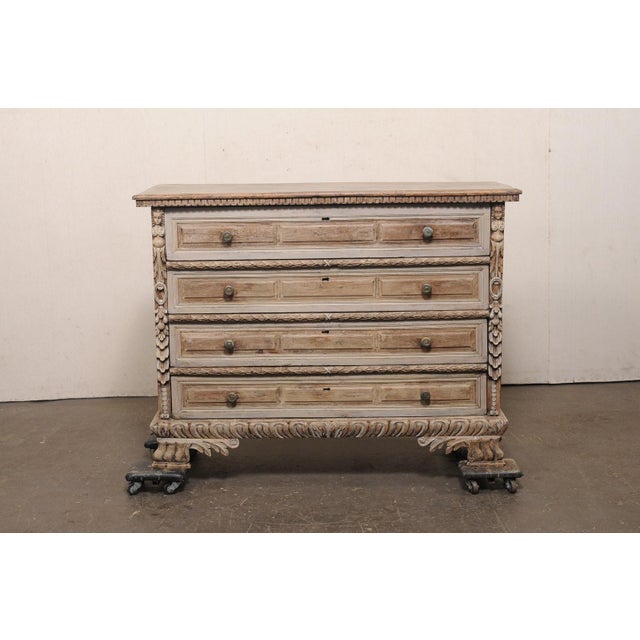 18th C. Italian Baroque Carved Wood Chest For Sale - Image 4 of 12