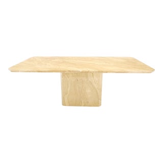 Travertine Single Pedestal Base Mid-Century Modern Dining Conference Table For Sale