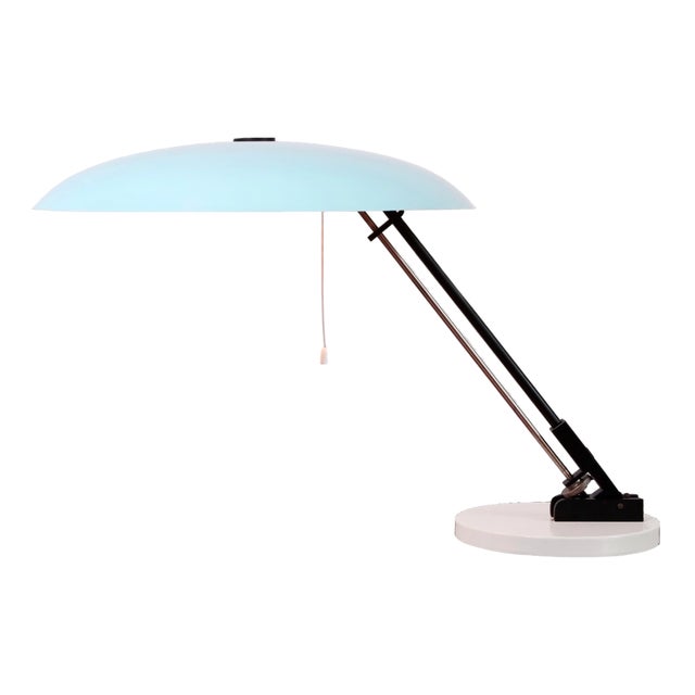 Ufo Shaped Baby Blue Table Lamp in Metal by Nedalo, 1950s For Sale