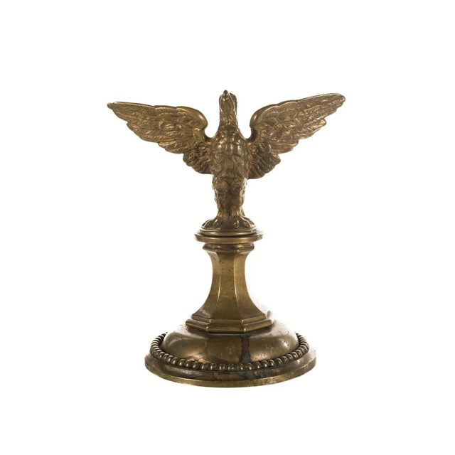 Dating to the 19th-Century, this antique federal-style bronze eagle finial measures an impressive 11." size 10 x 11" A...