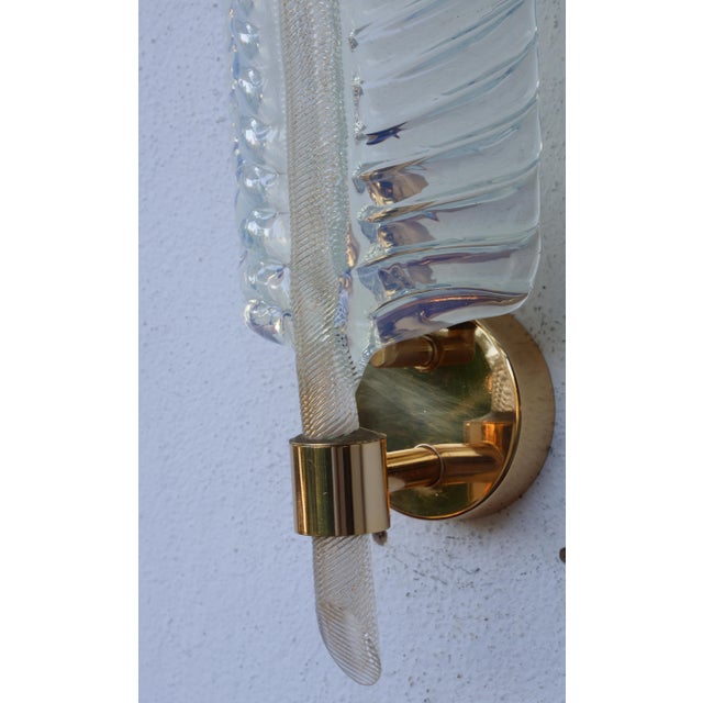 1970s Rare Set of 2 Luxury Barovier E Toso Leaf Wall Light For Sale - Image 10 of 15