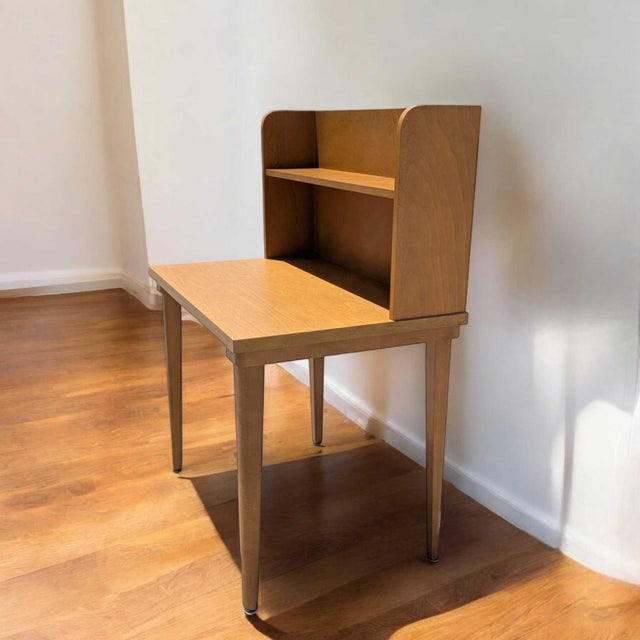 Mid-Century Modern Mid-Century Laminate Desk With Hutch and Bookshelf, Mid-Century Modern For Sale - Image 3 of 17
