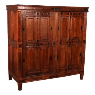 Antique Dutch Two-Door Oak and Ebony Buffet, 1600s For Sale