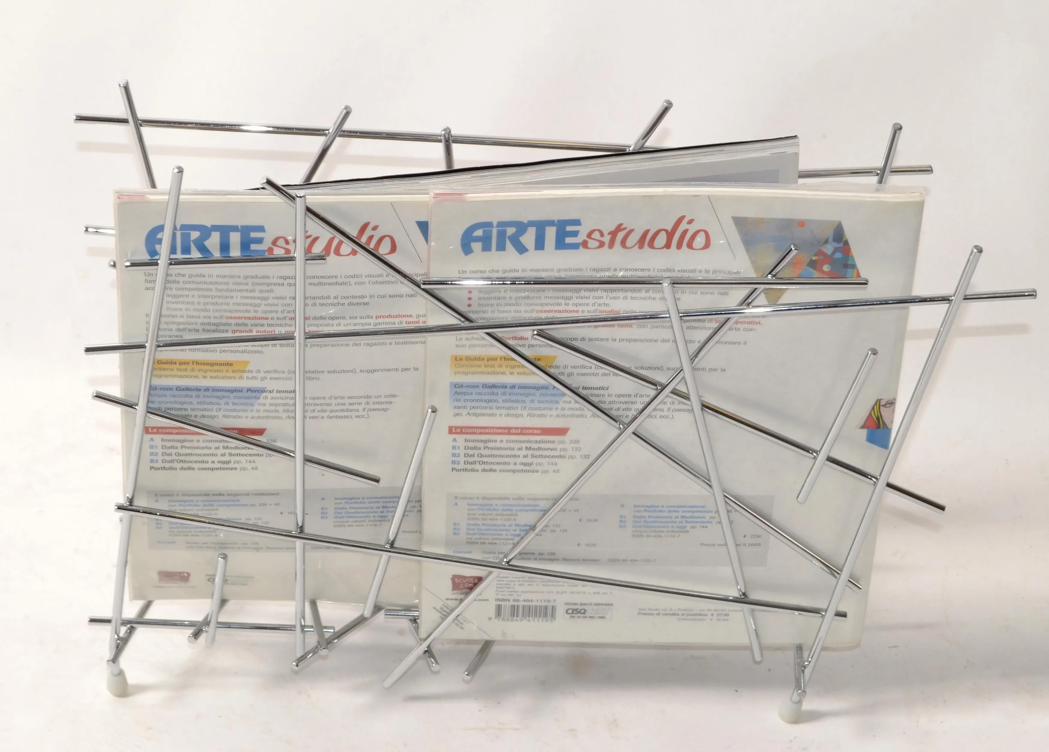 Alessi Chrome Steel Magazine Holder Stand Fratelli Campana Italy