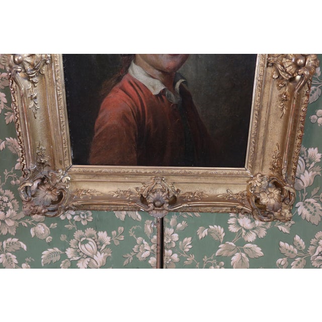 Child with a Hat, 1800s, Oil on Canvas For Sale - Image 4 of 8