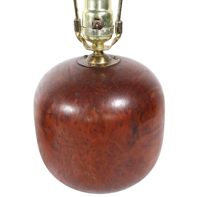 Brown Two Solid Wood Ball Form Table Lamps C. 1950/70's For Sale - Image 8 of 10