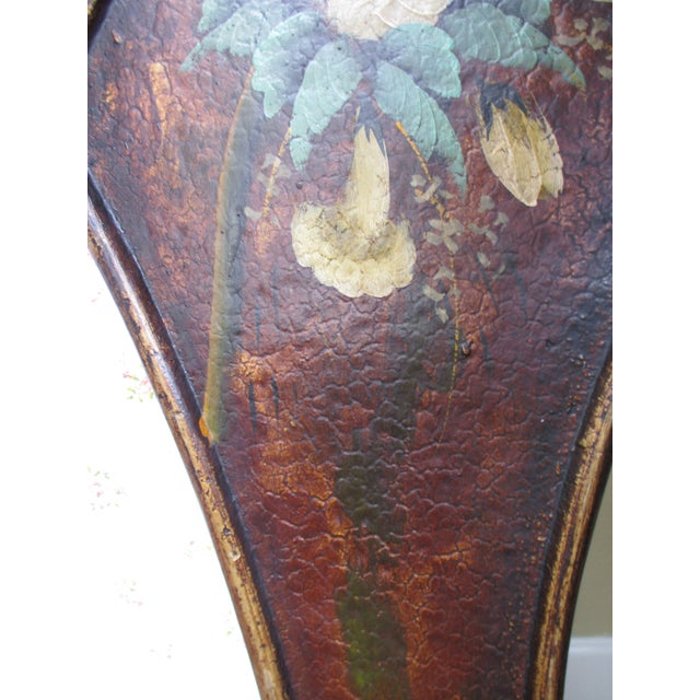 Vintage French Country Ornate Hand Painted Wood With Flower Design Mirror For Sale In Columbia, SC - Image 6 of 15