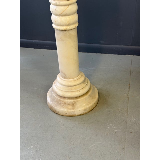 Antique Italian White 7 Piece Carved Alabaster Pedestal Column For Sale - Image 11 of 13