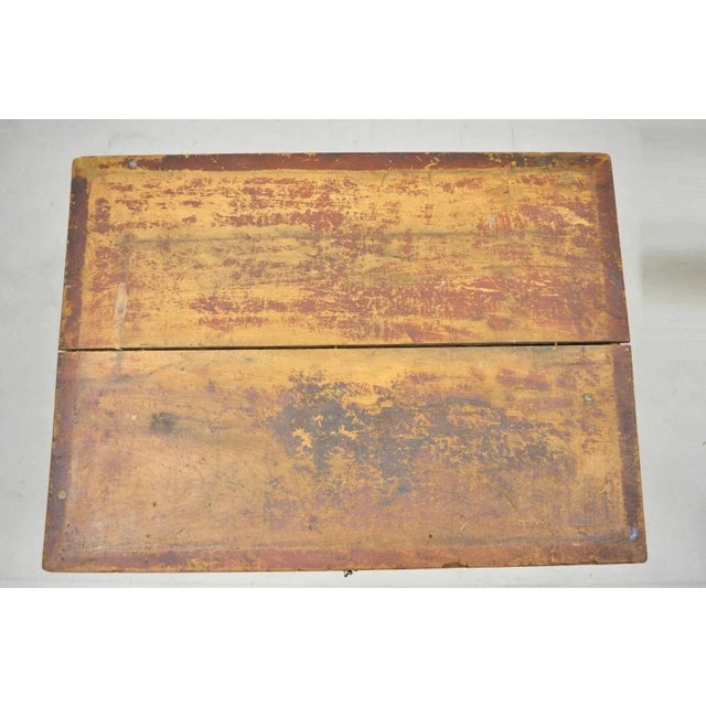 Traditional Antique American Primitive Wooden Distressed Paint Crafts Organizer Parts Box For Sale - Image 3 of 12