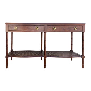 Late 20th Century Hekman Chinoiserie Faux Bamboo and Cane Console Table For Sale