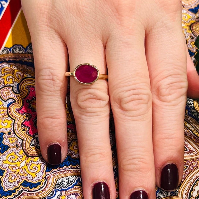 Metal Natural Ruby Ring 6.5 14k Yellow Gold 4.51 TCW Certified For Sale - Image 7 of 18
