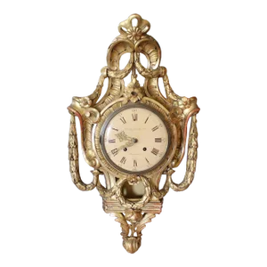 Swedish Gustavian Style Gilt Wood Cartel Clock, Georg Jensen Inc.