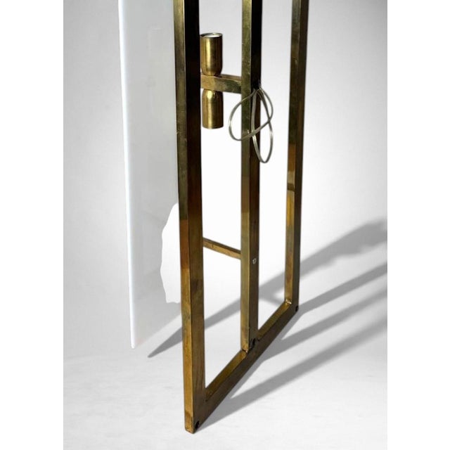 Late 20th Century Romeo Rega Style Large Italian Brass and Opaline Plexiglass Wall Sconces - a Pair For Sale - Image 15 of 18