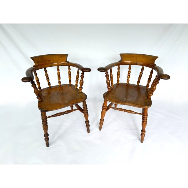 Pair of Antique Captain's Chairs; Circa 1860 For Sale - Image 4 of 4