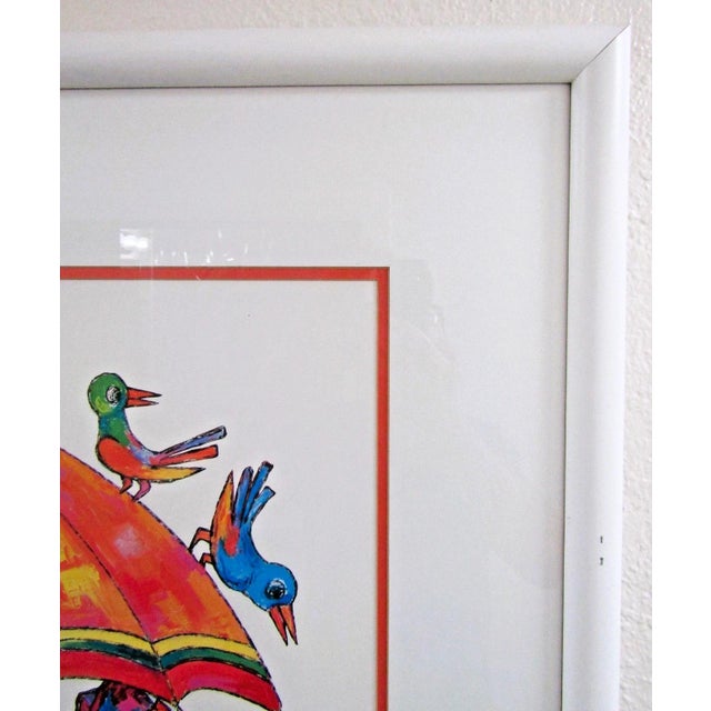 1970s Jovan Obican Musical Umbrella Artist Proof Edition 1000 White Framed and Signed For Sale - Image 9 of 12