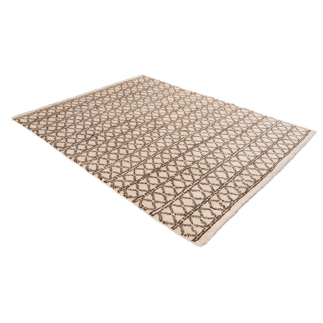 21st Century Contemporary Ivory Moroccan Tribal Wool Rug For Sale - Image 10 of 13