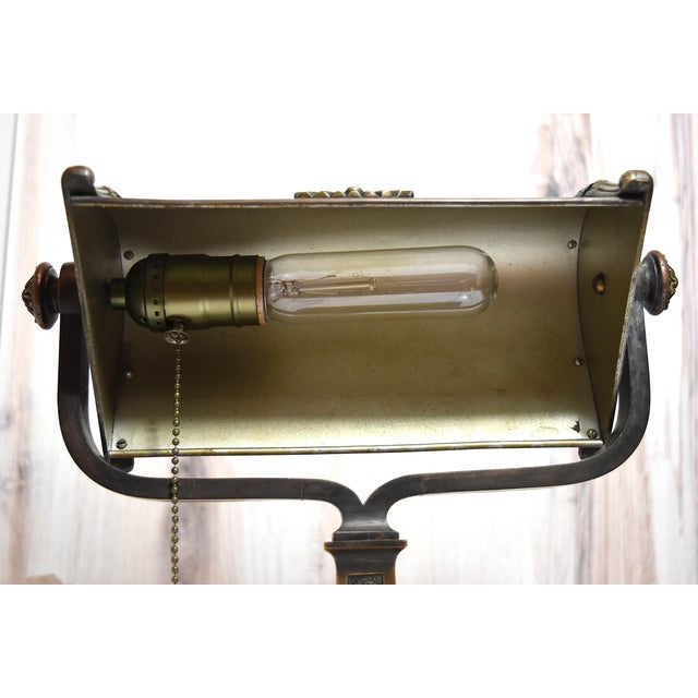 Vintage Art Deco Bronze Desk Library Lamp For Sale - Image 17 of 18