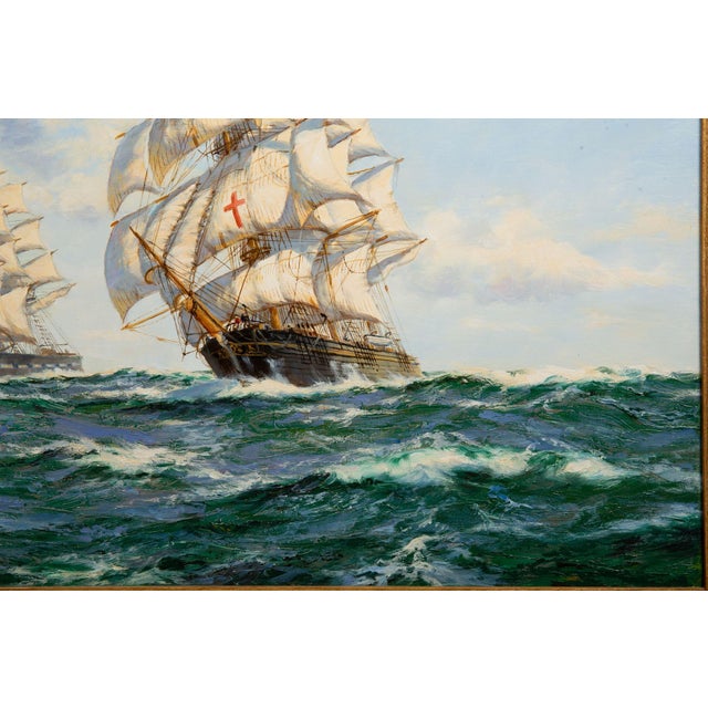 Wood Fine Maritime Seascape Painting of American Clipper Ships by Henry Scott For Sale - Image 7 of 18