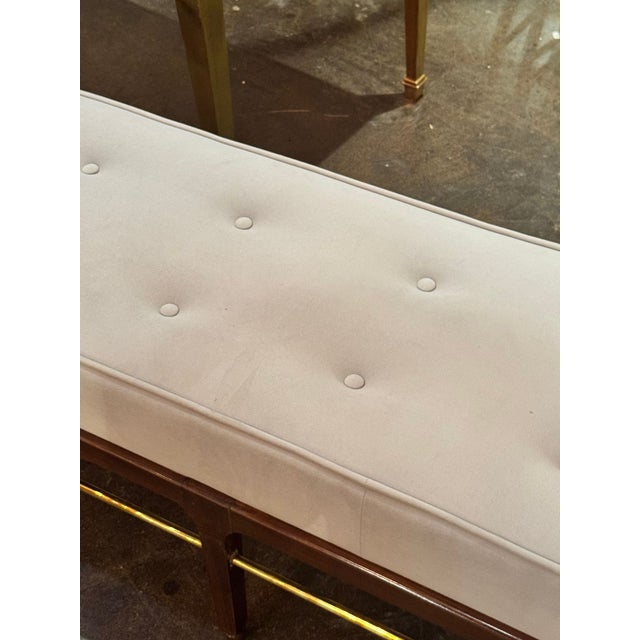 Wood MCM Design Mahogany and Brass Bench For Sale - Image 7 of 9