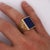 2010s Vintage Lapis Lazuli 18k Gold Floral Engraved Square Mens Signet Ring, Size 10.75 For Sale - Image 5 of 11