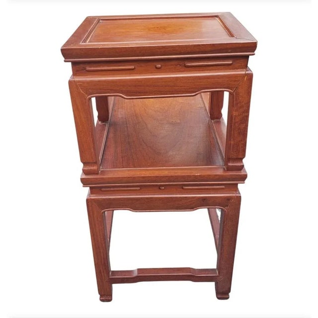1960s A Pair of George Zee Two Tier Rosewood Side Tables, Circa 1960s For Sale - Image 5 of 8