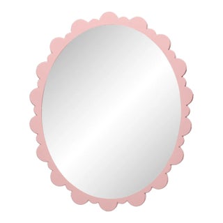 Fleur Home Garden District Valmont Oval Mirror in Authentic Pink, 42x48 For Sale