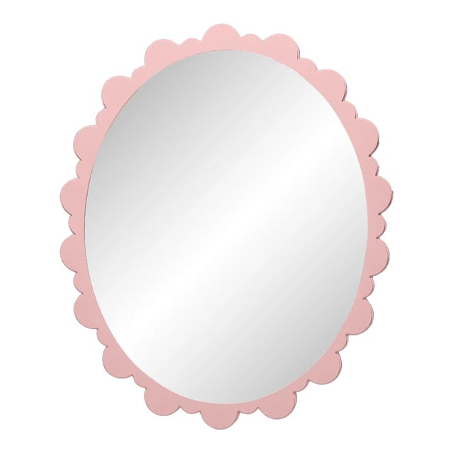 Fleur Home Garden District Valmont Oval Mirror in Authentic Pink, 42x48 For Sale