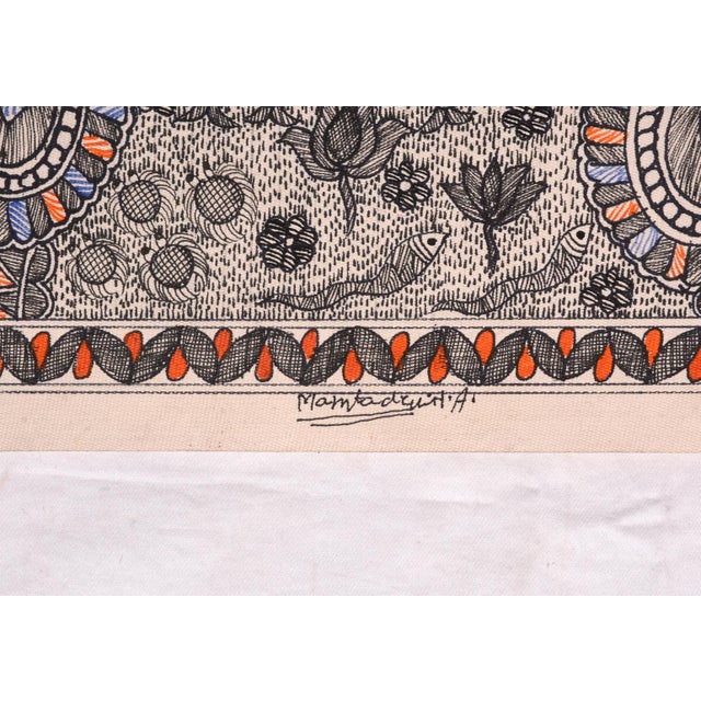 Folk Art Hand-Painted Madhubani Peacock Painting by Mamta Devi – National Award Winner, 2016 For Sale - Image 3 of 4