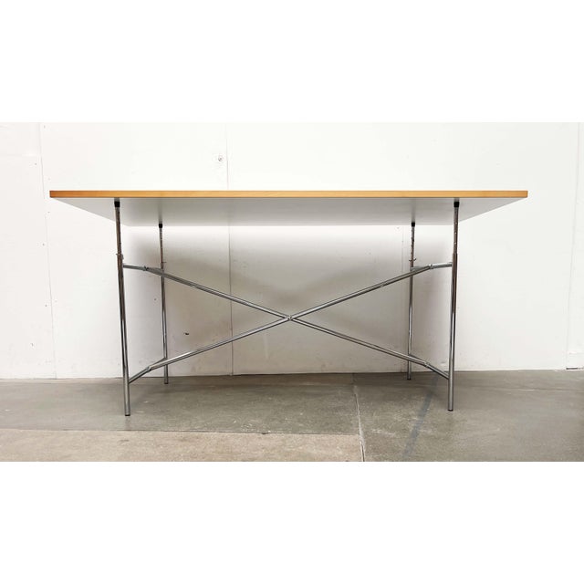 Eiermann e2 table with central crossbar by wieland. a design classic based on a design by architect egon eiermann. This e2...