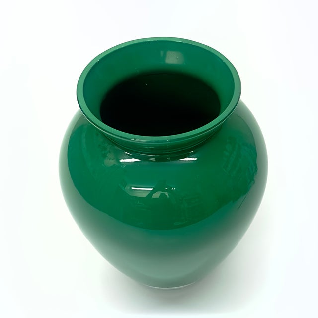 Mid 20th Century Saturated Blue & Green Cased Glass Vase Curation - Group of 5 For Sale - Image 5 of 11