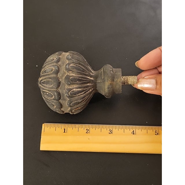 Metal Antique Urn Cast Bronze Architectural Garden Finials, A Pair For Sale - Image 7 of 8