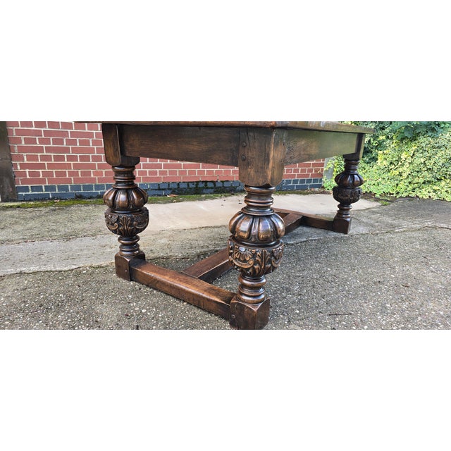 Elizabethan Oak Refrectory Farmhouse Dining Table, 1910 For Sale - Image 13 of 18