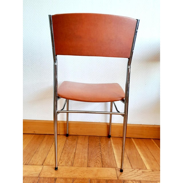 Mid-Century Chairs in Faux Leather and Chrome, 1950, Set of 3 For Sale - Image 6 of 14