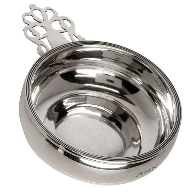 A good antique American sterling silver wine or baby porringer by Ellmore Silver Co., New York, circa 1930, engraved with...