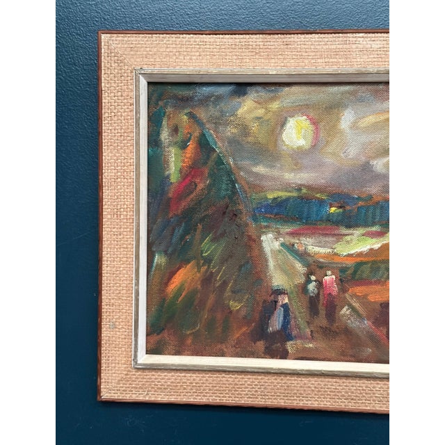 Original Vintage Swedish Oil on Panel – “Landscape with Figures” by Lars Niklasson – Signed – Framed – 50 × 40 cm (19.7" ×...