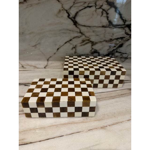 2000 - 2009 Wood & Resin Inlaid Boxes, Pair For Sale - Image 5 of 7