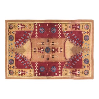 Vintage Chinese Art Deco Hand Knotted Wool Rug, 4'5"x6'9" For Sale