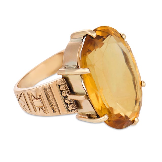 Mid 20th Century Mid 20th Century Retro 9.00 Carat Citrine 14k Rose Gold Cocktail Ring, Size 5.25 For Sale - Image 5 of 5