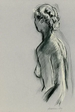 Contemporary Figure Portrait Drawing by Kathleen Ney, "Female Figure Back 4"
