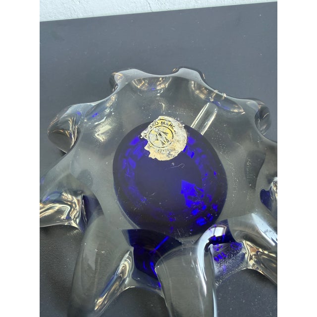 Mid-Century Italian Murano Glass Sommerso Ashtray With Cobalt Blue Center, 1960s For Sale - Image 10 of 12