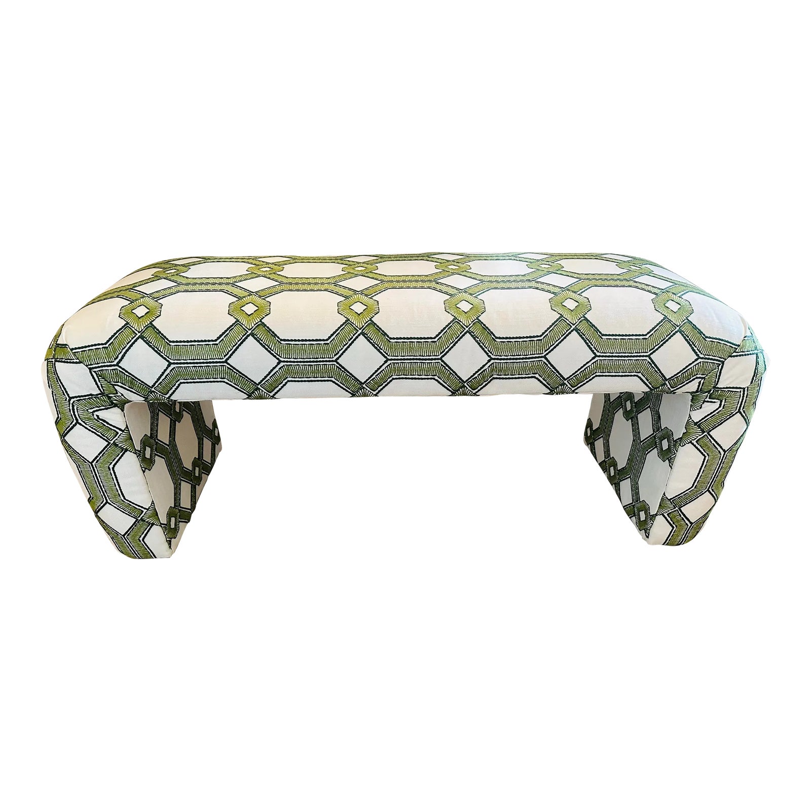 Vintage Waterfall Bench Newly Custom Upholstered | Chairish