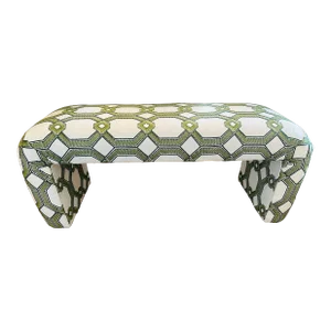 Vintage Waterfall Bench Newly Custom Upholstered