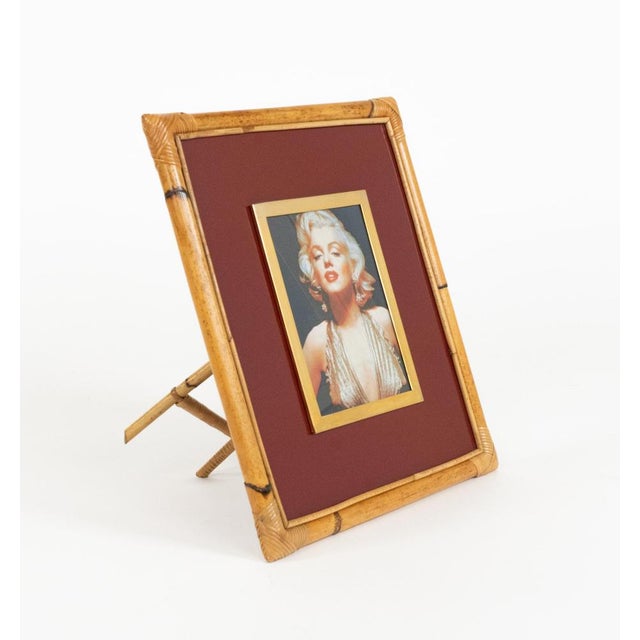 Red Bamboo, Rattan, Bakelite and Glass Picture Frame by Cesare di Cesare, Italy, 1970s For Sale - Image 8 of 16