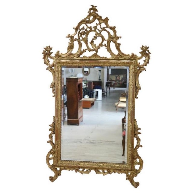 Carved and Gilded Wood Wall Mirror, Early 20th Century For Sale - Image 14 of 14