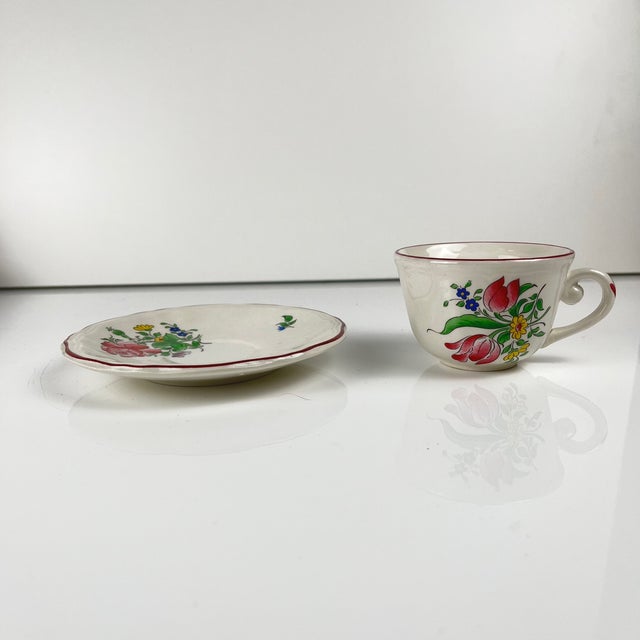 Ceramic Coffee Cups with Saucers from KG Lunéville, 1950s, Set of 4 For Sale - Image 7 of 12