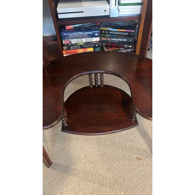 English Vintage Stickley & Company Mahogany Kidney Table W/ Mother of Pearl Inlay For Sale - Image 3 of 9
