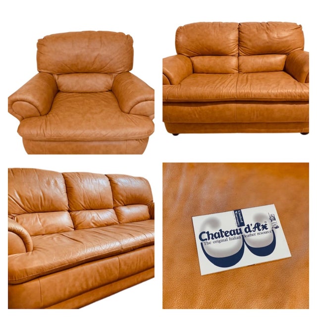 Chateau d'Ax Italian Leather 3 Seater Sofa Y2k For Sale - Image 17 of 18