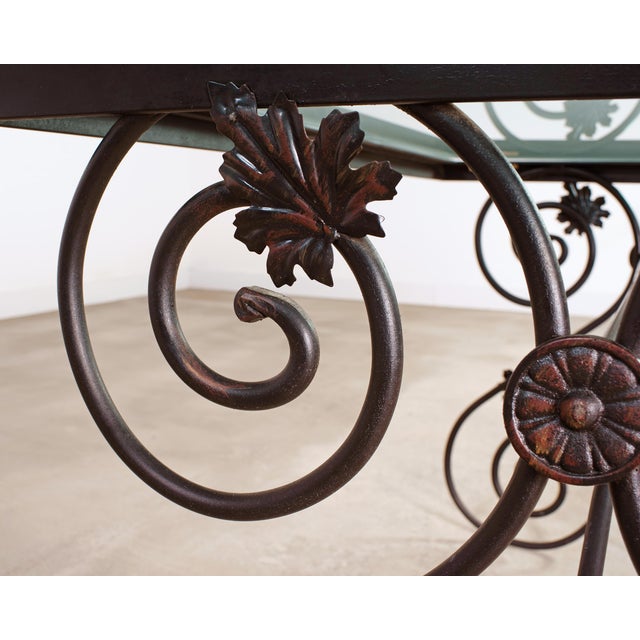 Italian Scrolled Iron Patio Garden Dining Table For Sale - Image 10 of 18