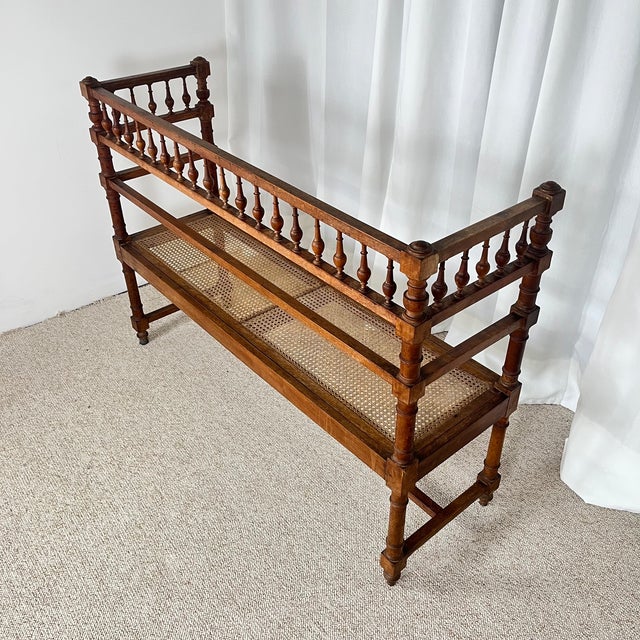 Antique Louis XIII Bench in Turned Wood and Cane, 1890s For Sale - Image 10 of 18